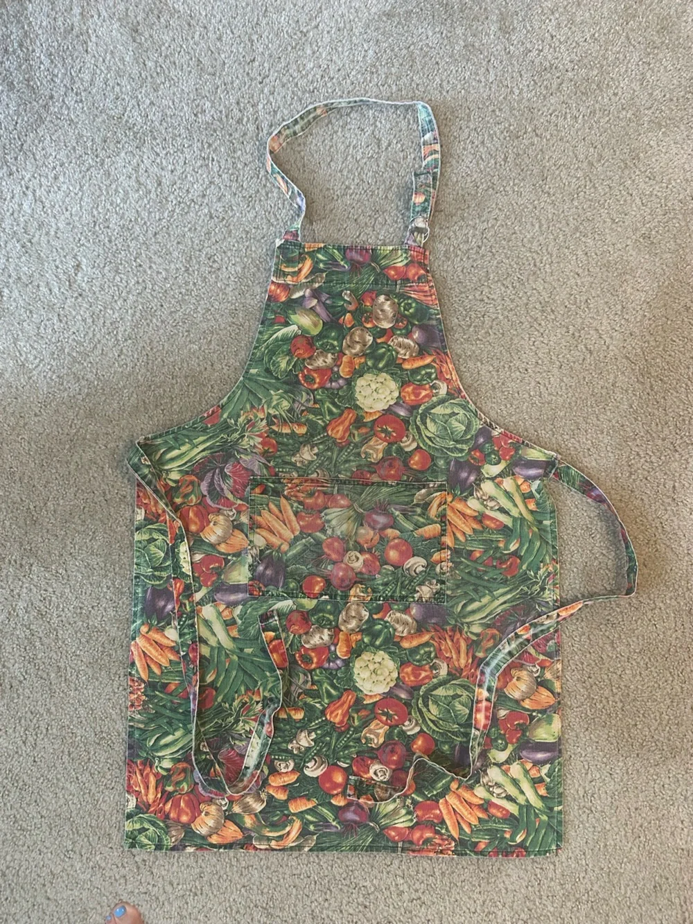 Vintage Handmade Vegetable Print Apron Farmhouse Cottagecore Kitchen Chef